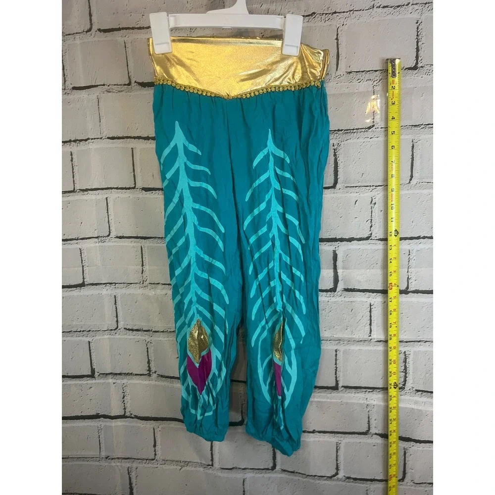 Disney Aladdin Princess Jasmine Costume Girls Medium 7/8 Teal Gold 2 Piece Set